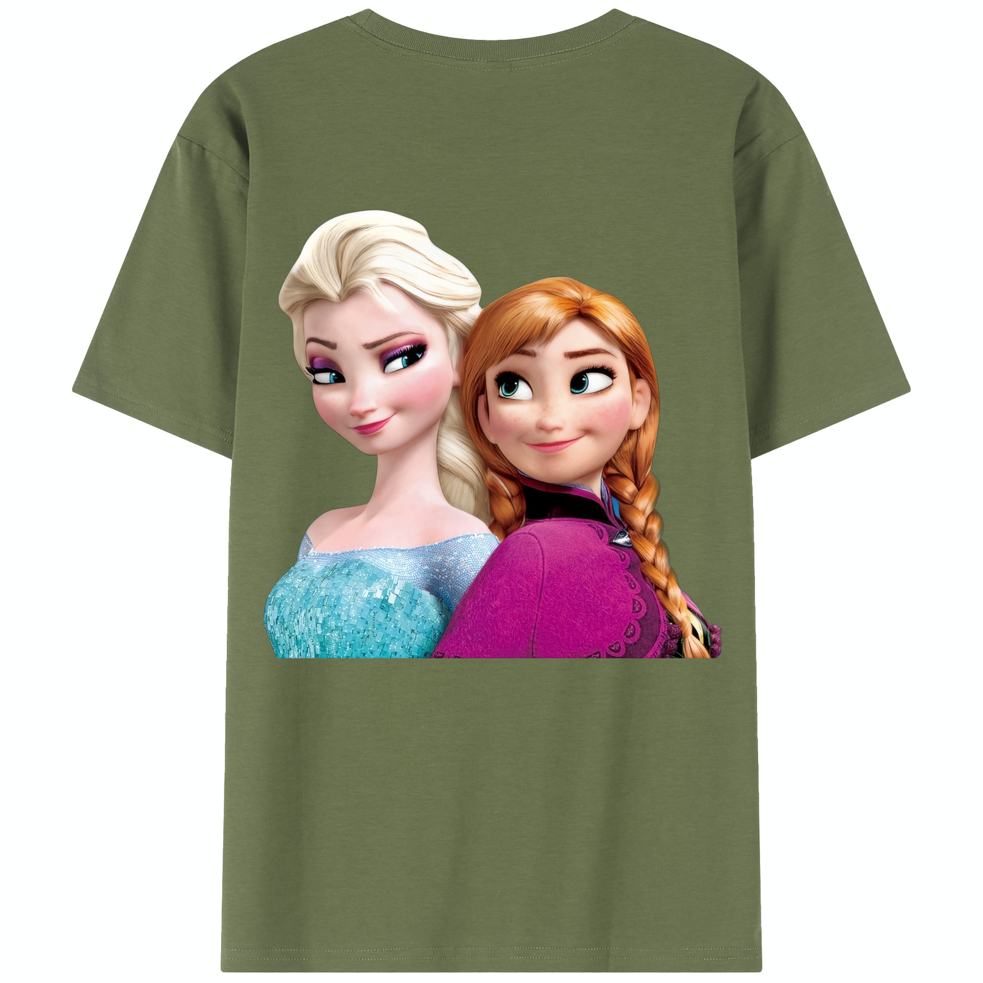 （画像用） アナと雪の女王 アンナ エルサ Frozen Anna Elsa 綿100％半袖Tシャツ（背面プリント）
